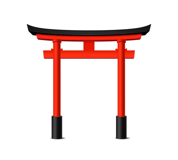 Realistické detailní 3d japonské Tori Gate. Vektor — Stockový vektor
