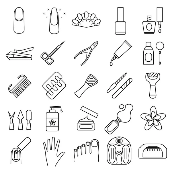 Signos de manicura y pedicura Conjunto de iconos de línea delgada negra. Vector — Vector de stock