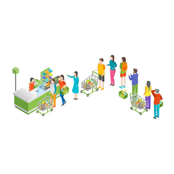 Pay in Store 3d Isometric View. Vector