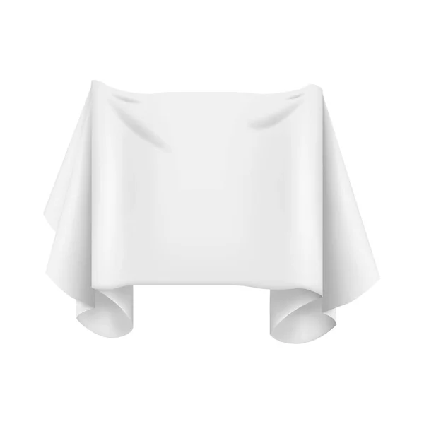 Realista detallada 3d blanco textil banner para anuncio. Vector — Vector de stock