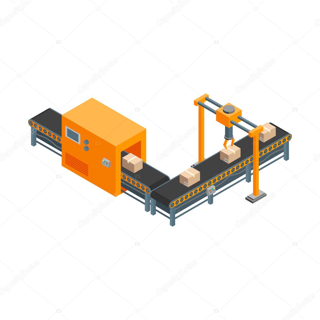 Download Automated Factory 3d Isometric View Isolated on a White Background. Vector — Stock Vector ...