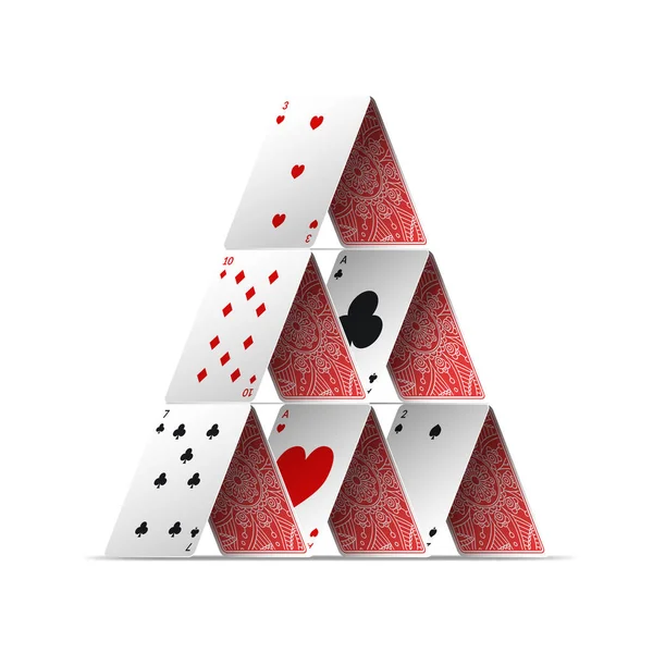 Realistico dettagliato 3d House of Poker Card. Vettore — Vettoriale Stock