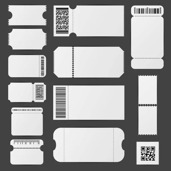 逼真详细的3d 白色空白票证模板模型集。向量 — 图库矢量图片