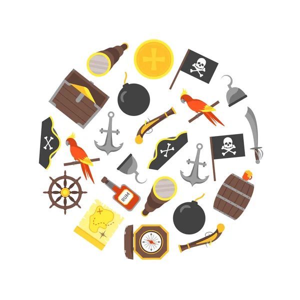 Cartoon Pirate Signs Round Design Template Ad. Vecteur — Image vectorielle