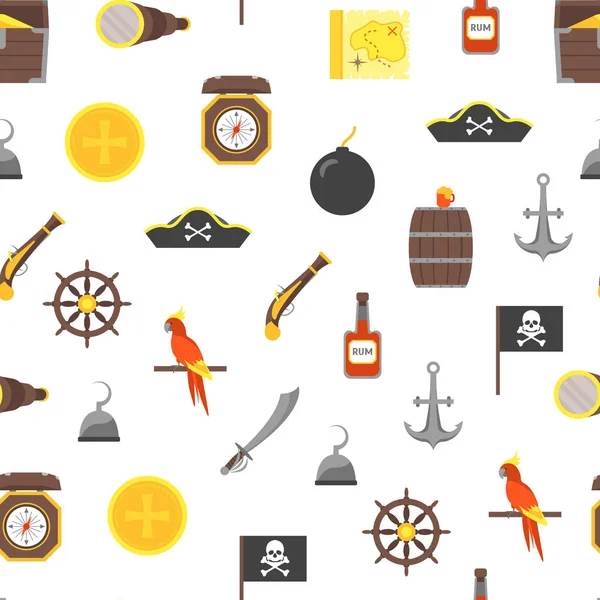 Cartoon Pirate Signes Seamless Pattern arrière-plan. Vecteur — Image vectorielle