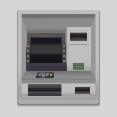 Gerçekçi detaylı 3d Atm makine arayüzü. Vektör