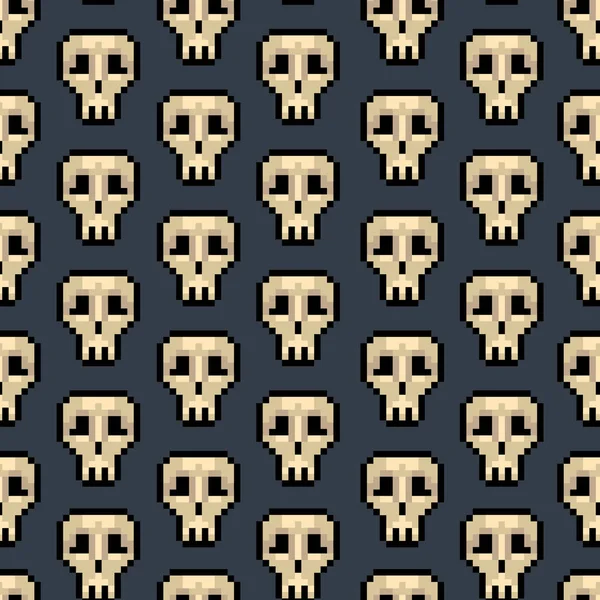 Väri Pixel Skull Pelit Saumaton kuvio tausta. Vektori — vektorikuva