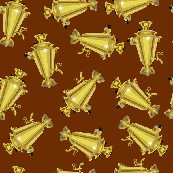 Realista detallado 3d ruso Samovar Seamless Pattern fondo. Vector — Vector de stock