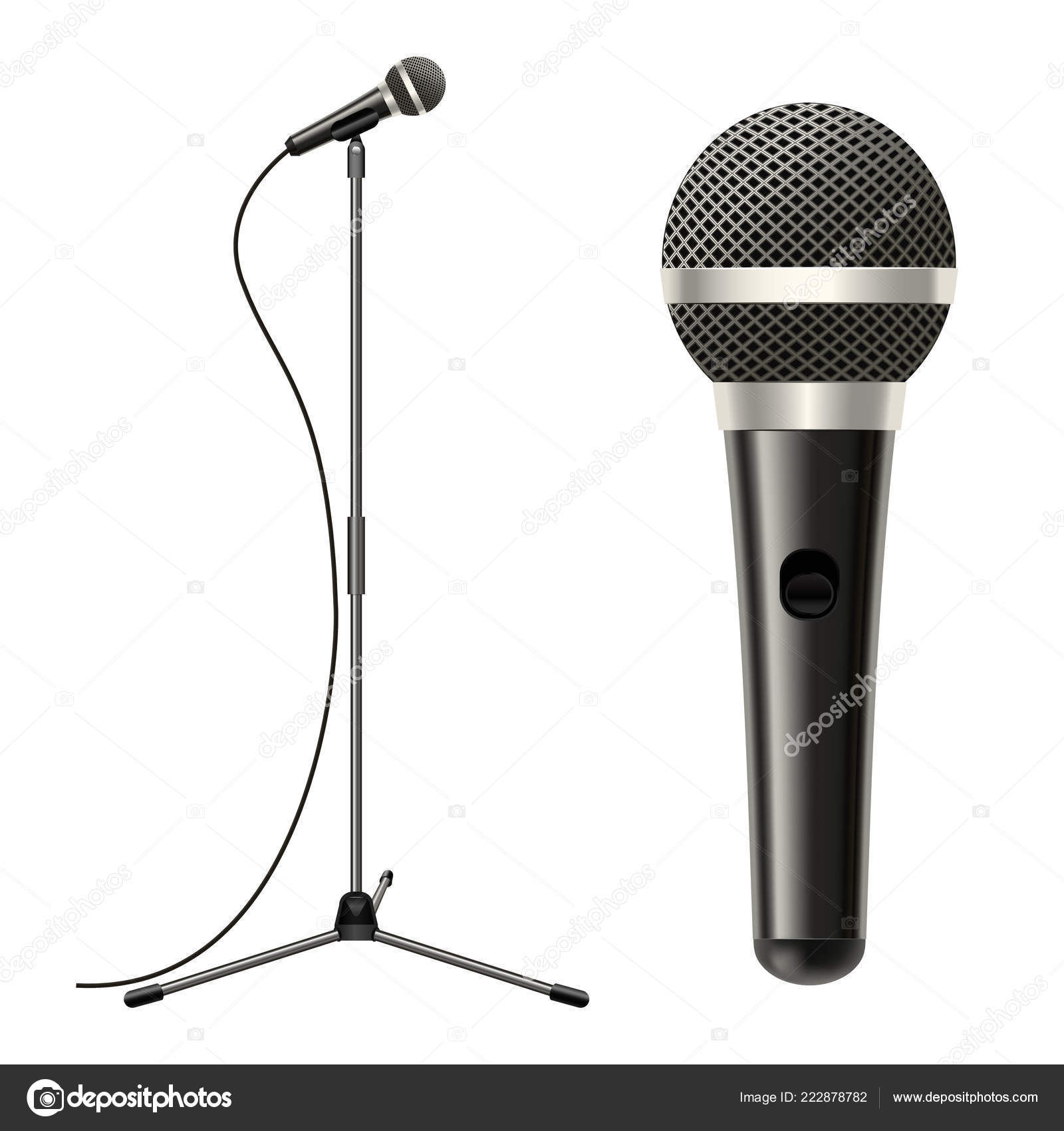 Realistic Detailed Stage Microphone Cable Stand Equipment Performance