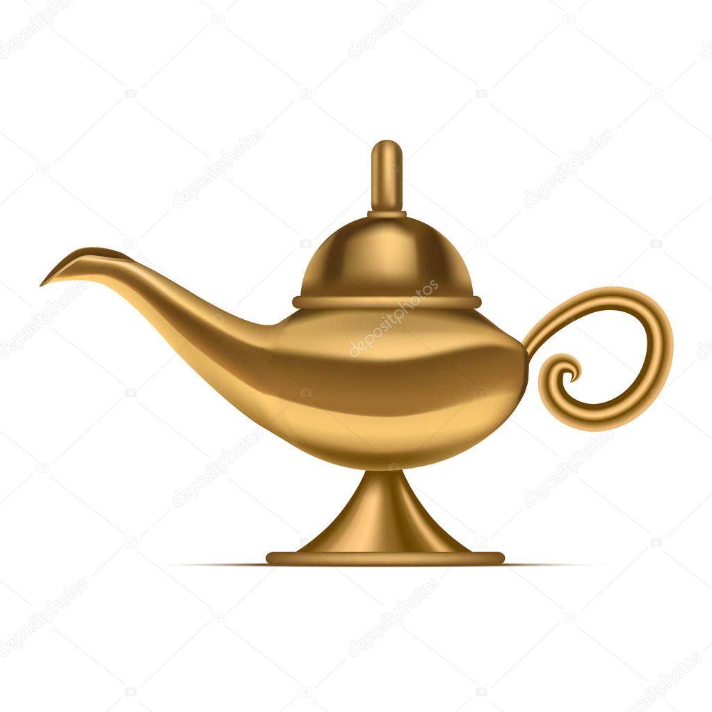 Realistic Detailed 3d Shiny Magic Lamp. Vector