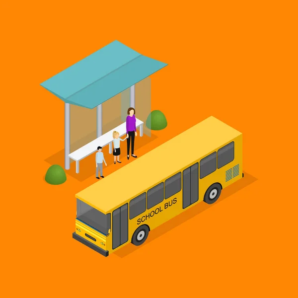 Transporte público da cidade 3d Isometric View. Vetor — Vetor de Stock