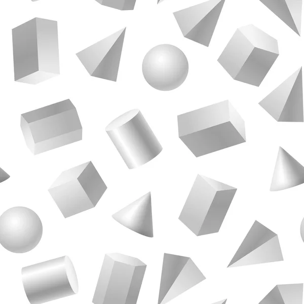 Realista detallado 3d blanco formas básicas sin costura patrón de fondo. Vector — Vector de stock