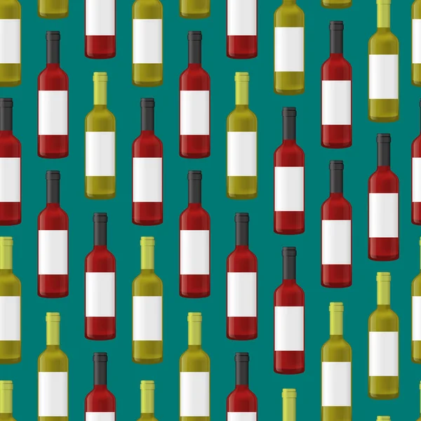 Realista detallado 3d botellas de vino sin costura Patrón de fondo. Vector — Archivo Imágenes Vectoriales