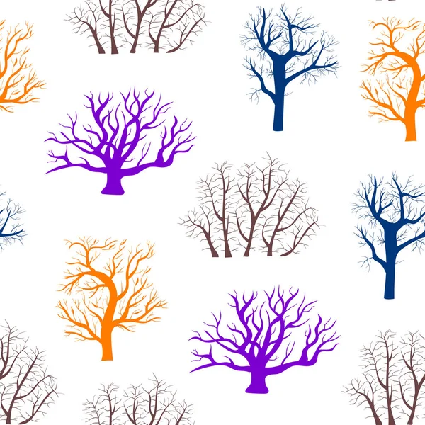 Tegneserie Silhouette Tree Seamless Pattern Background. Vektor – stockvektor