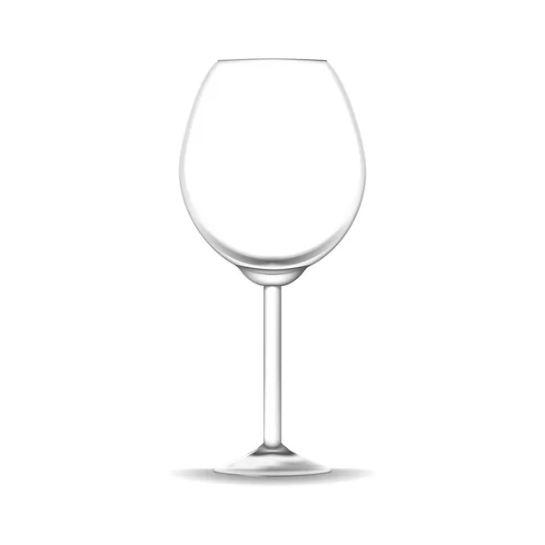 Verre à vin vide 3D détaillé réaliste isolé sur un fond blanc. Vecteur — Image vectorielle