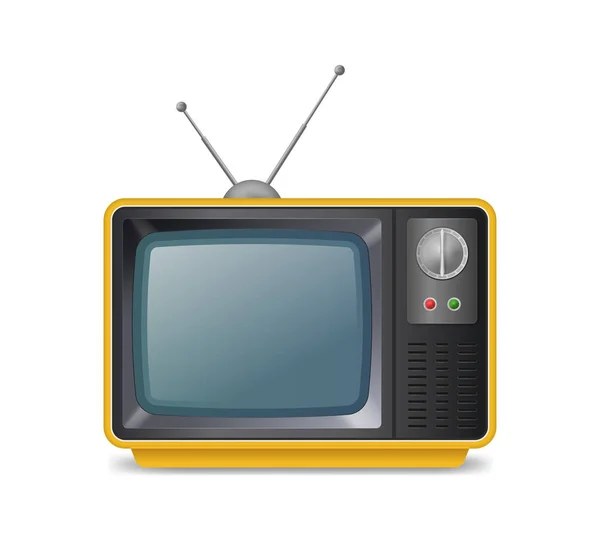 Realistic Detailed 3d Retro Tv with Antenna. Vector — Stock Vector