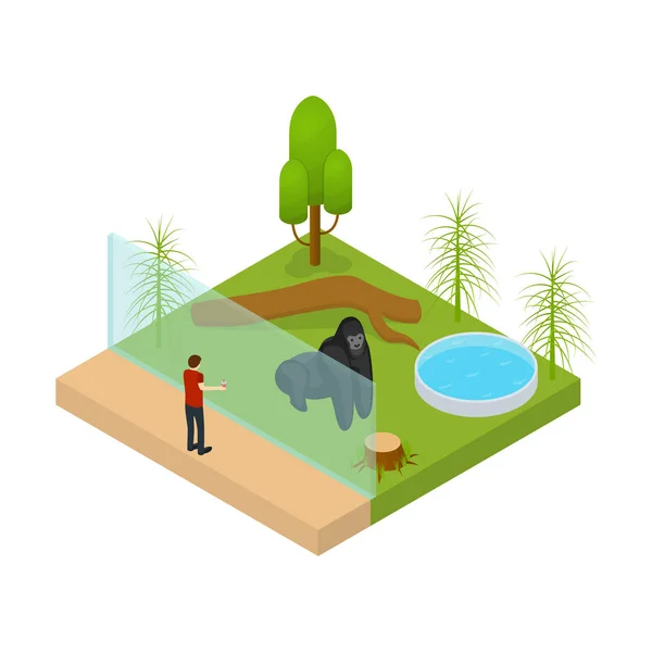 Public Zoo Concept 3d Isometric View. Vector — Stock Vector