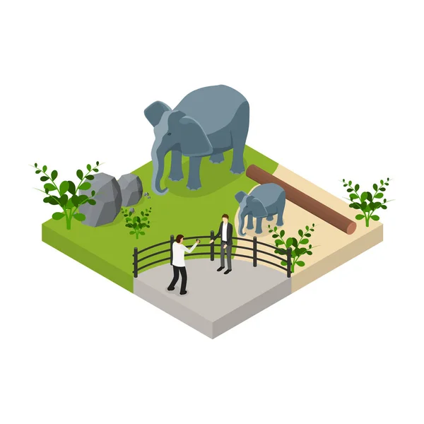 Public Zoo Concept 3d Isomtric View (en inglés). Vector — Archivo Imágenes Vectoriales