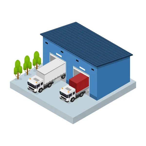 Logistické služby obchodní koncept izometrický pohled. Vektor — Stockový vektor