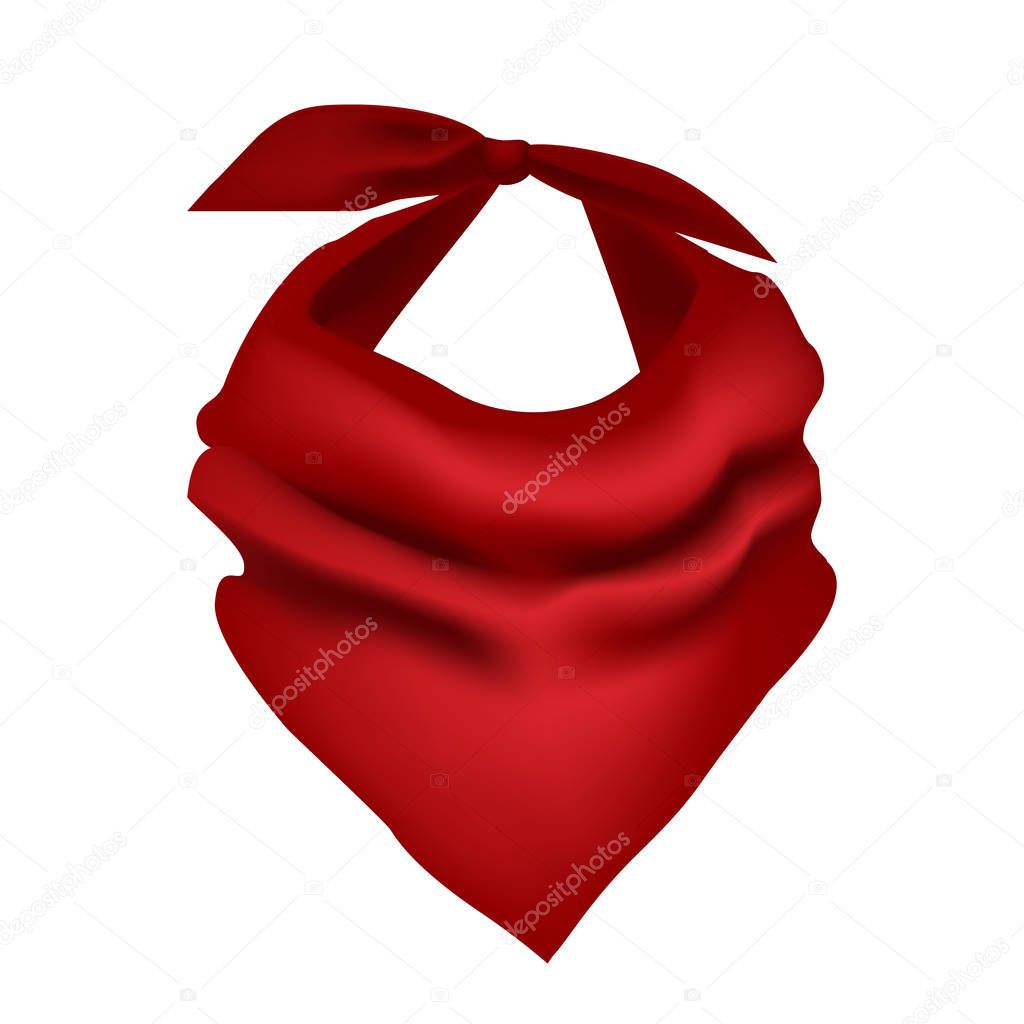 Realistic Detailed 3d Red Neck Scarf. Vector