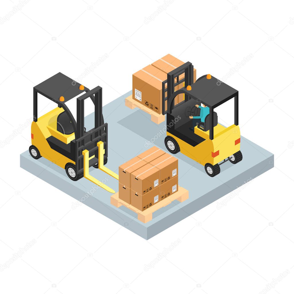 Logistic Service Business Concept Isometric View. Vector