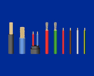 Gerçekçi detaylı 3d elektrik kablo seti. Vektör