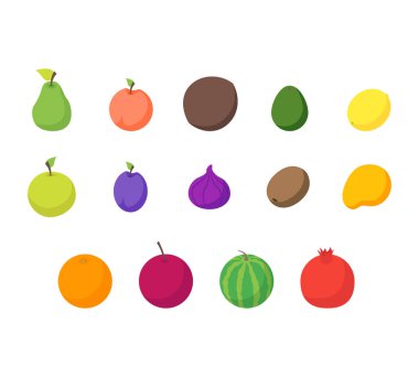 Meyve ve çilek 3d simgeleri izometrik görünümü ayarlayın. Vektör