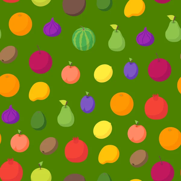 Früchte und Beeren 3D nahtlose Muster Hintergrund isometrische Ansicht. Vektor — Stockvektor