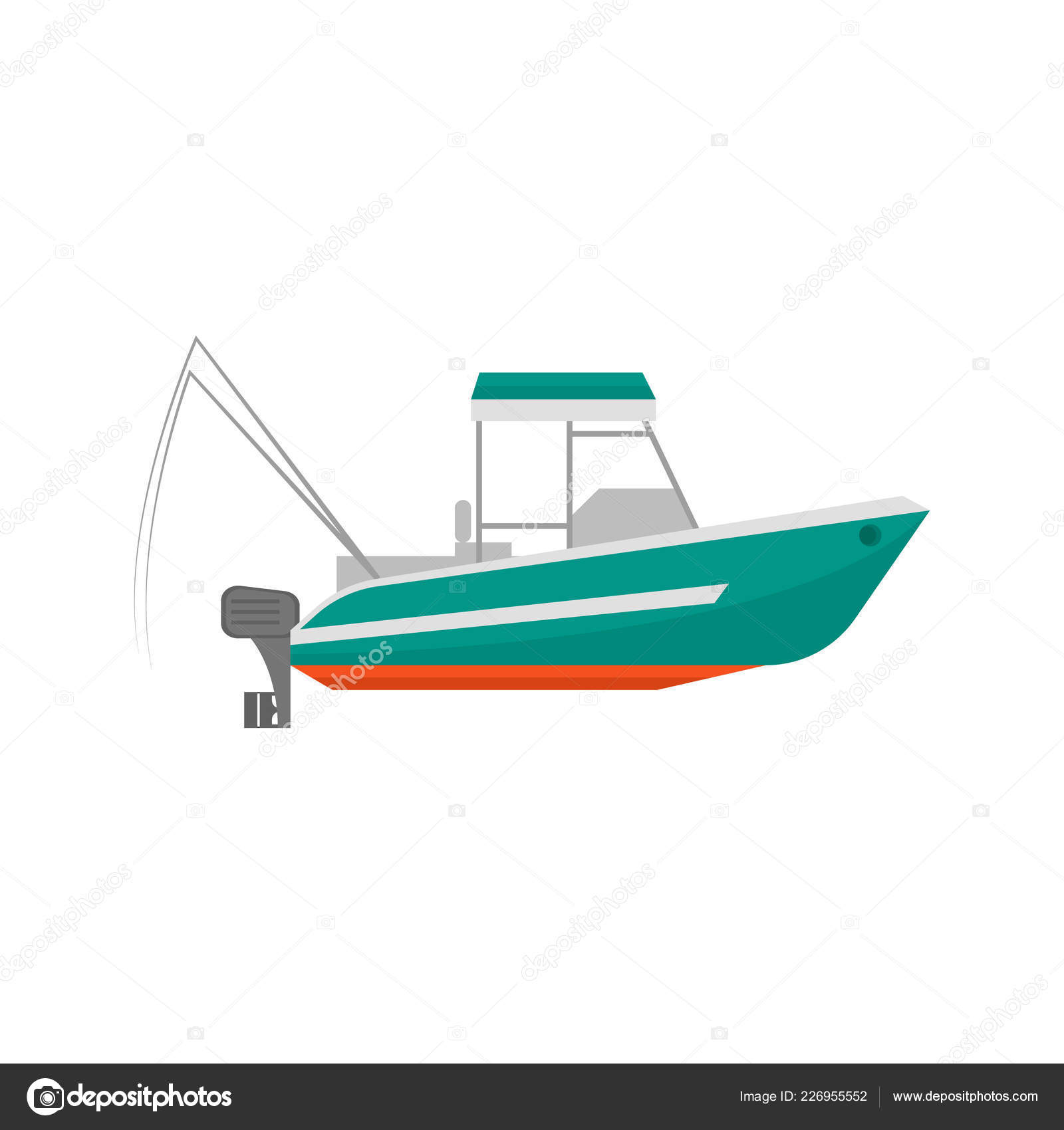 Download Cartoon Fishing Boat Icon on a White. Vector — Stock ...