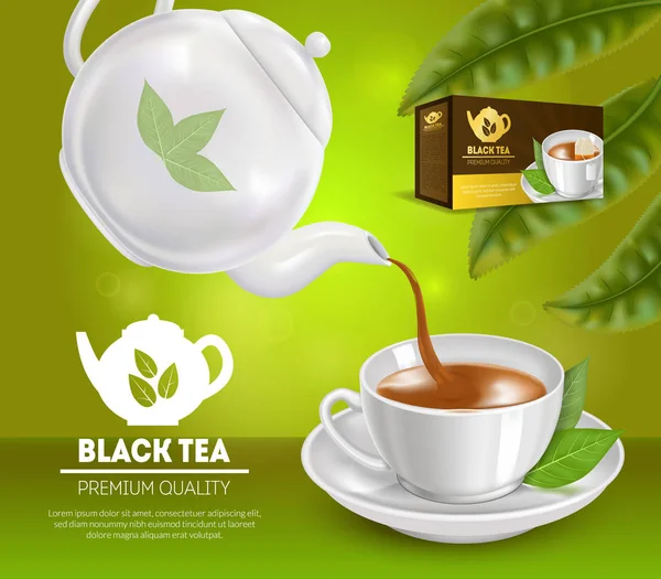 Refleic Detailed 3d Black Tea Ads. Вектор — стоковый вектор