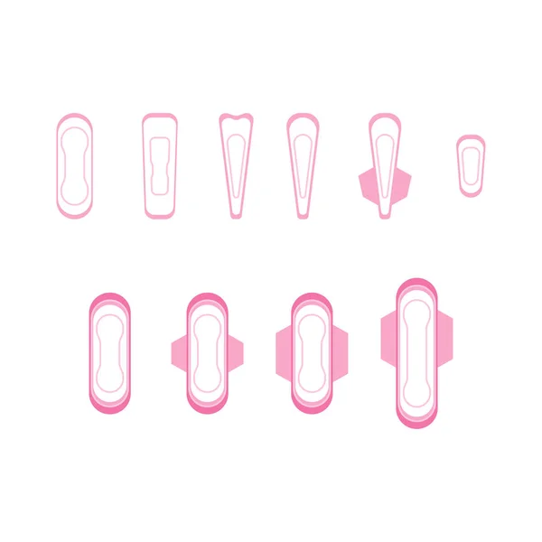 Tecknad kvinnlig hygien produkter ikoner Set. Vektor — Stock vektor
