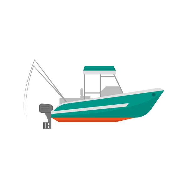 Cartoon Fishing Icona barca su un bianco. Vettore — Vettoriale Stock