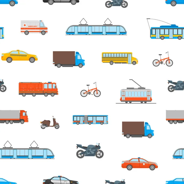 Cartoon Urban Transport Seamless Pattern Background. Vector — Stock Vector