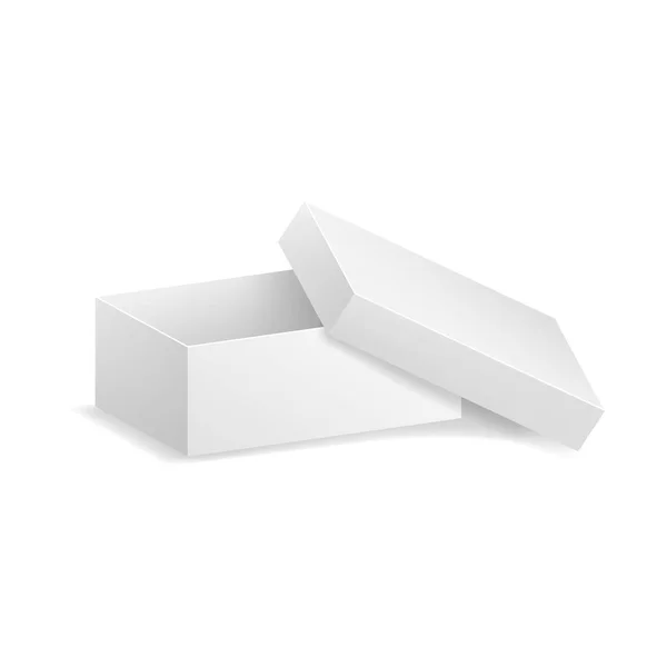 Realistische detaillierte 3D-Vorlage leere weiße quadratische Box-Attrappe. Vektor — Stockvektor