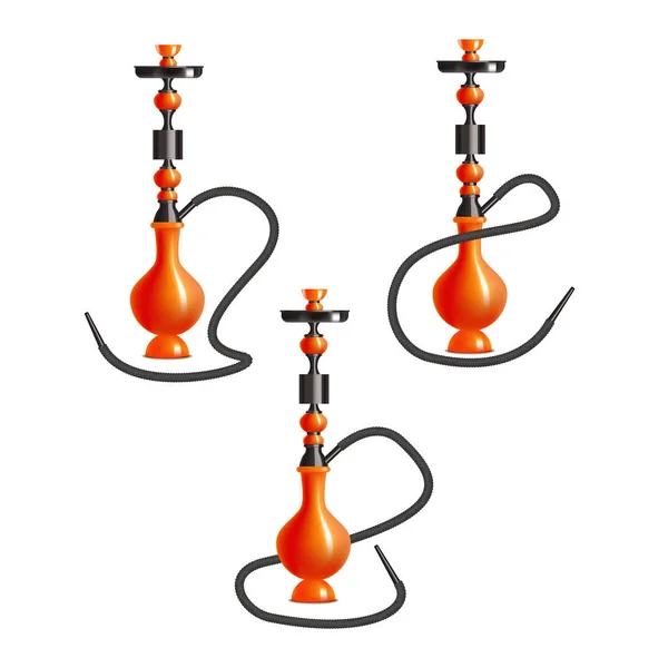 Realistické 3d detailní tradiční vodní dýmka s kouření potrubí Set. Vektor — Stockový vektor