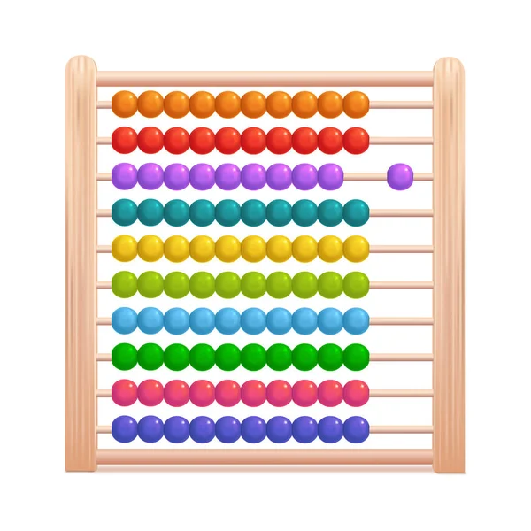 Realista 3d Detallado color madera Abacus. Vector — Vector de stock