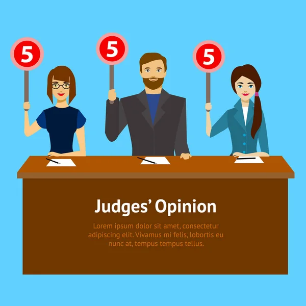 Cartoon Judges Jury Characters Card Poster. Vector — Stock Vector