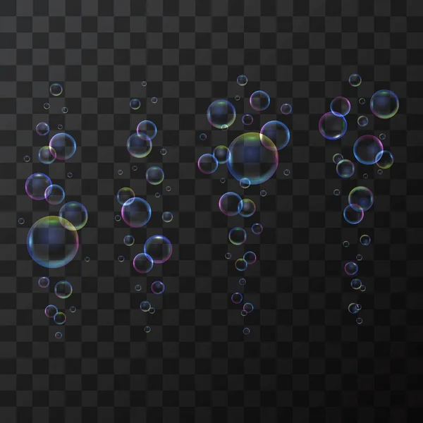 Linha detalhada realista da bolha do sabão 3d em um fundo transparente. Vetor — Vetor de Stock