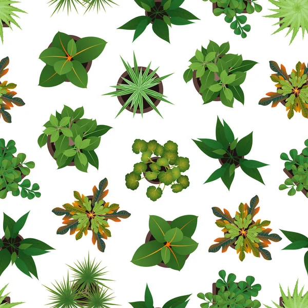 Réaliste détaillée 3d Top View Green Plants Seamless Pattern Fond. Vecteur — Image vectorielle