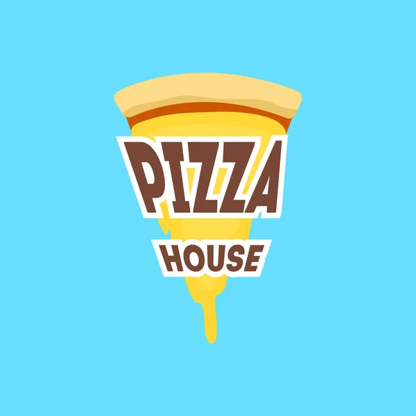 Cartoon Pizzeria Signe Couleur Carte Affiche Pizza Food Concept Flat — Image vectorielle