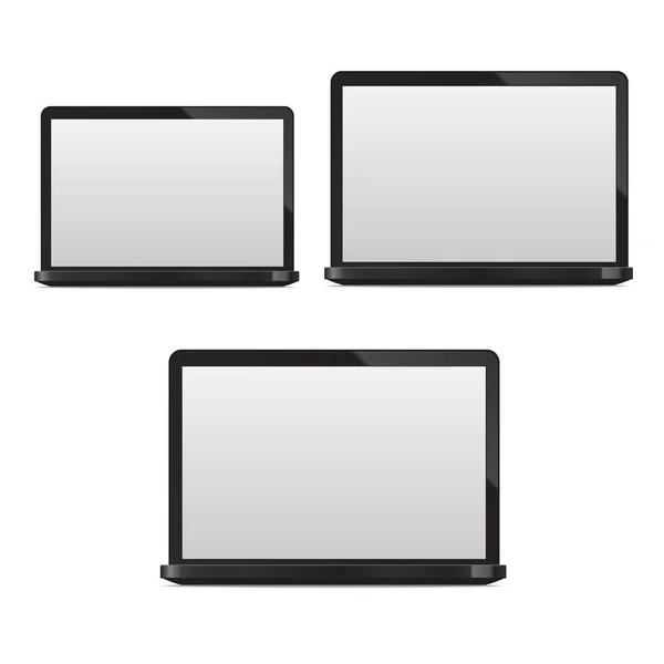 Realistic 3d Szczegółowy zestaw komputerów Laptop PC. Wektor — Wektor stockowy