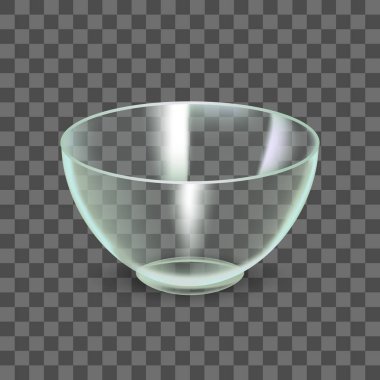 Gerçekçi 3d cam kase şeffaf bir arka plan üzerinde ayrıntılı. Vektör