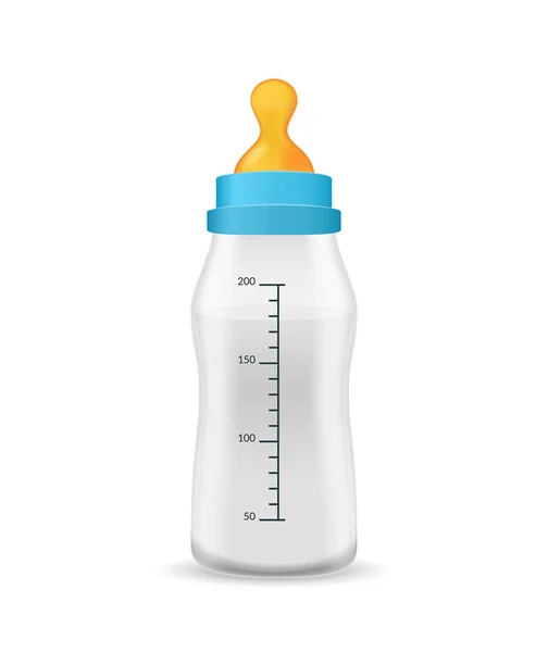 Realistic Detailed 3d Baby Care Plastic Bottle for Milk. Vector — Stock Vector