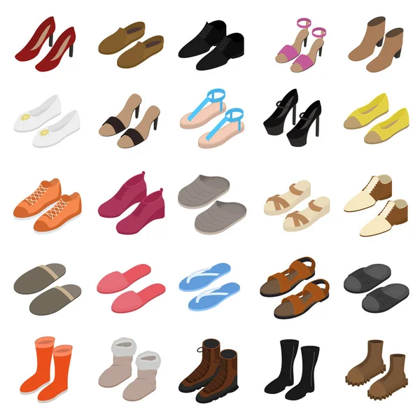 Schuhe Zeichen 3d Icon Set isometrische Ansicht. Vektor — Stockvektor