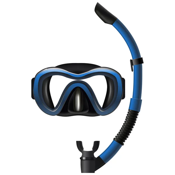 Máscara de mergulho 3D detalhada realista e conjunto de snorkel. Vetor — Vetor de Stock
