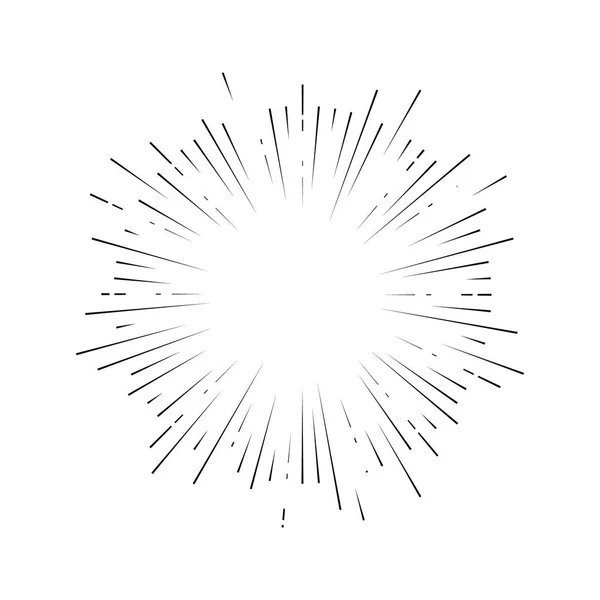 Ρετρό Sunburst σημάδι μαύρο λεπτή γραμμή. Διάνυσμα — Διανυσματικό Αρχείο