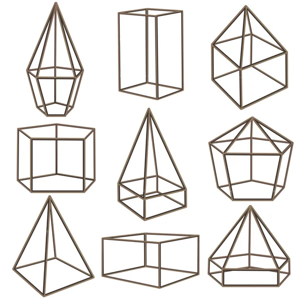 Contenitore in vetro geometrico con set di lati sottili. Vettore — Vettoriale Stock