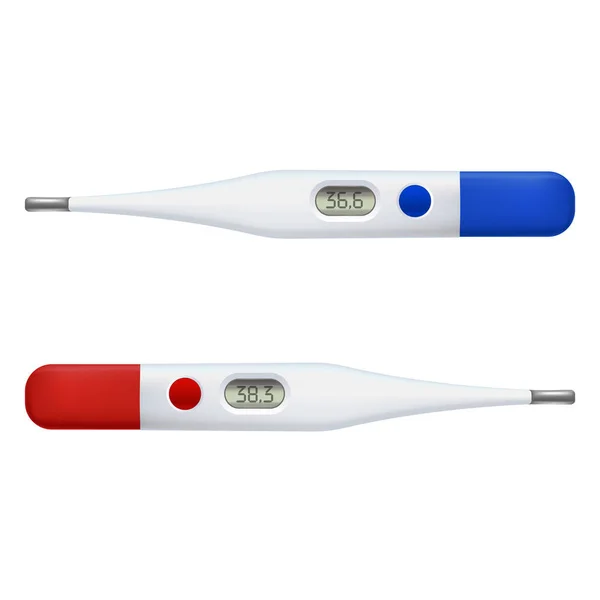 Ensemble de thermomètre médical 3D détaillé réaliste. Vecteur — Image vectorielle