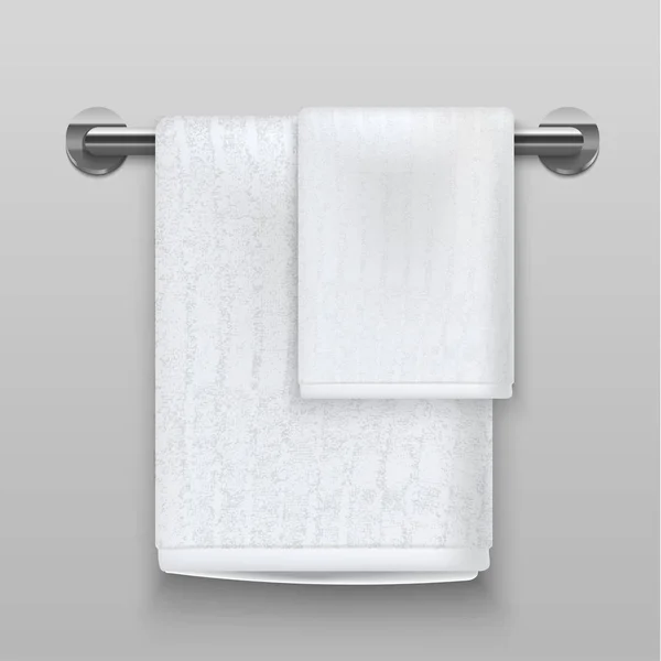 Realistische 3D Gedetailleerde witte Terry Handdoeken. Vector — Stockvector