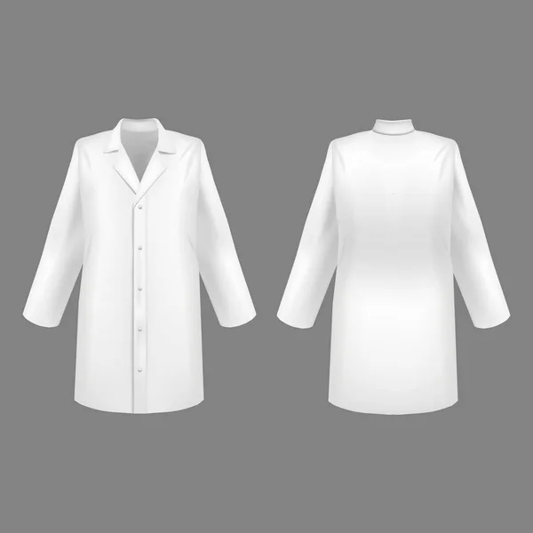 Realistic 3d Detailed White Medical Lab Coat Set. Vector — Stock Vector